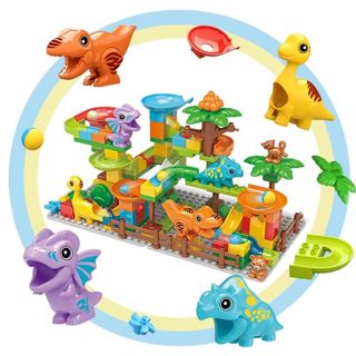 BB278274 135PCS Dinosaur Marble Race Run Big Blocks DIY Building Bloc