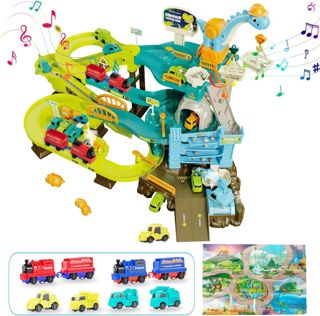 BB304620 Dinosaur Climbing Hills Rail Car Construction Play Set with