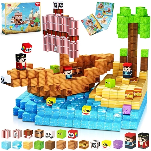 Bloquelandia Barco Pirata Magnetic Building Blocks 16-Piece Set