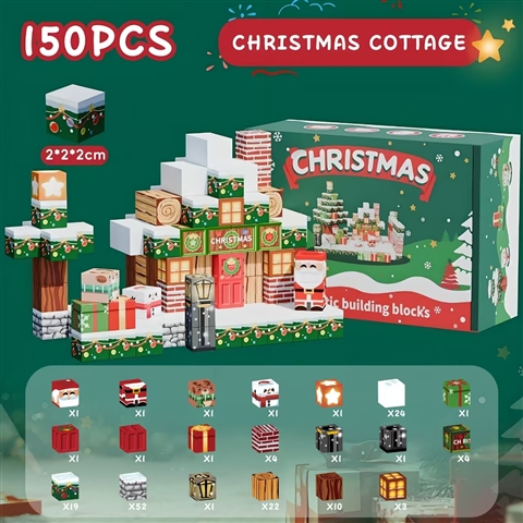 Bloquelandia Christmas Cottage Magnetic Building Set 20 Pieces